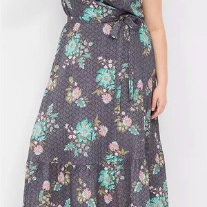 Lane Bryant Floral Blue and Pink Maxi Dress